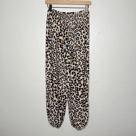 Victoria's Secret Womens Harem Pants XS‎ Tan Cheetah Print Sheer Lounge Jogger - Picture 2 of 11
